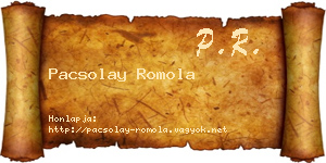Pacsolay Romola névjegykártya